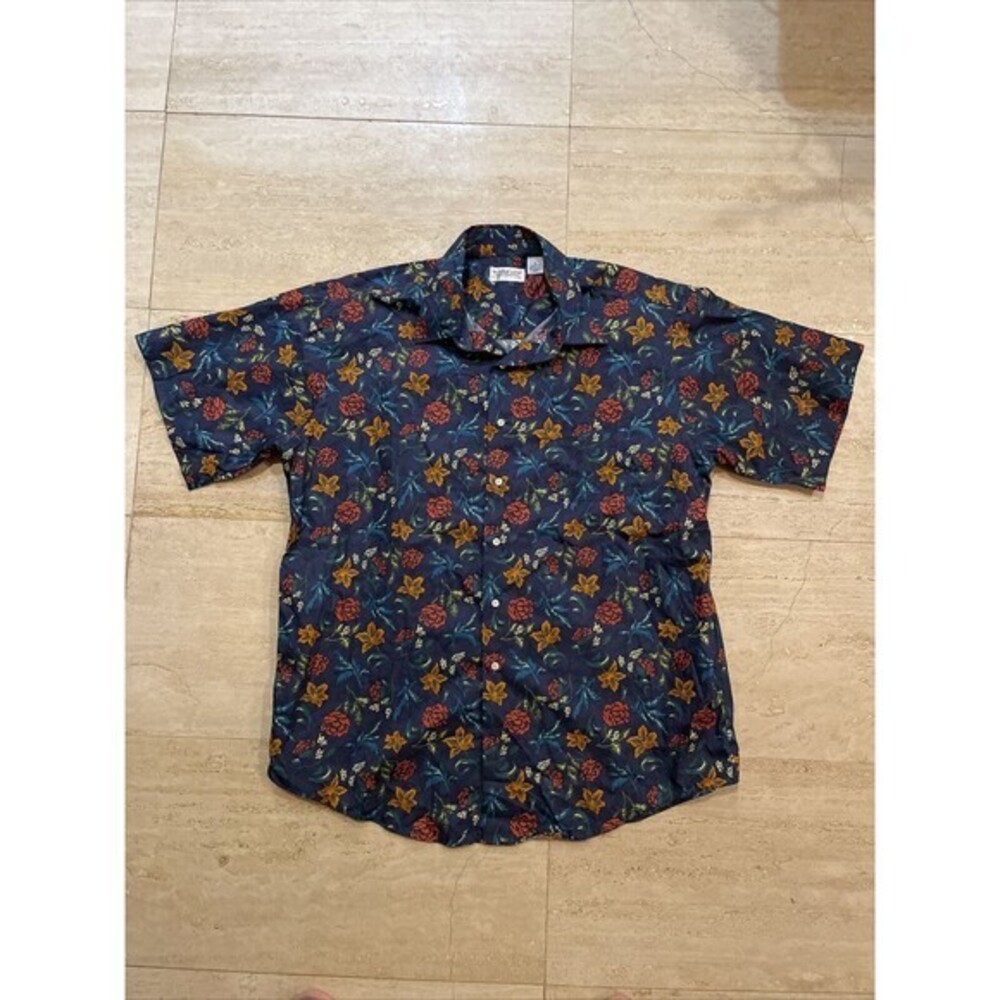 Vintage Tuttle Golf Collection Floral Shirt‎ Mens Size XL 100% Cotton USA Made